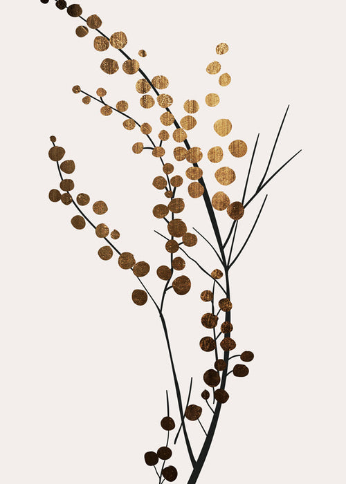 Botanisk poster med gyllene grenar