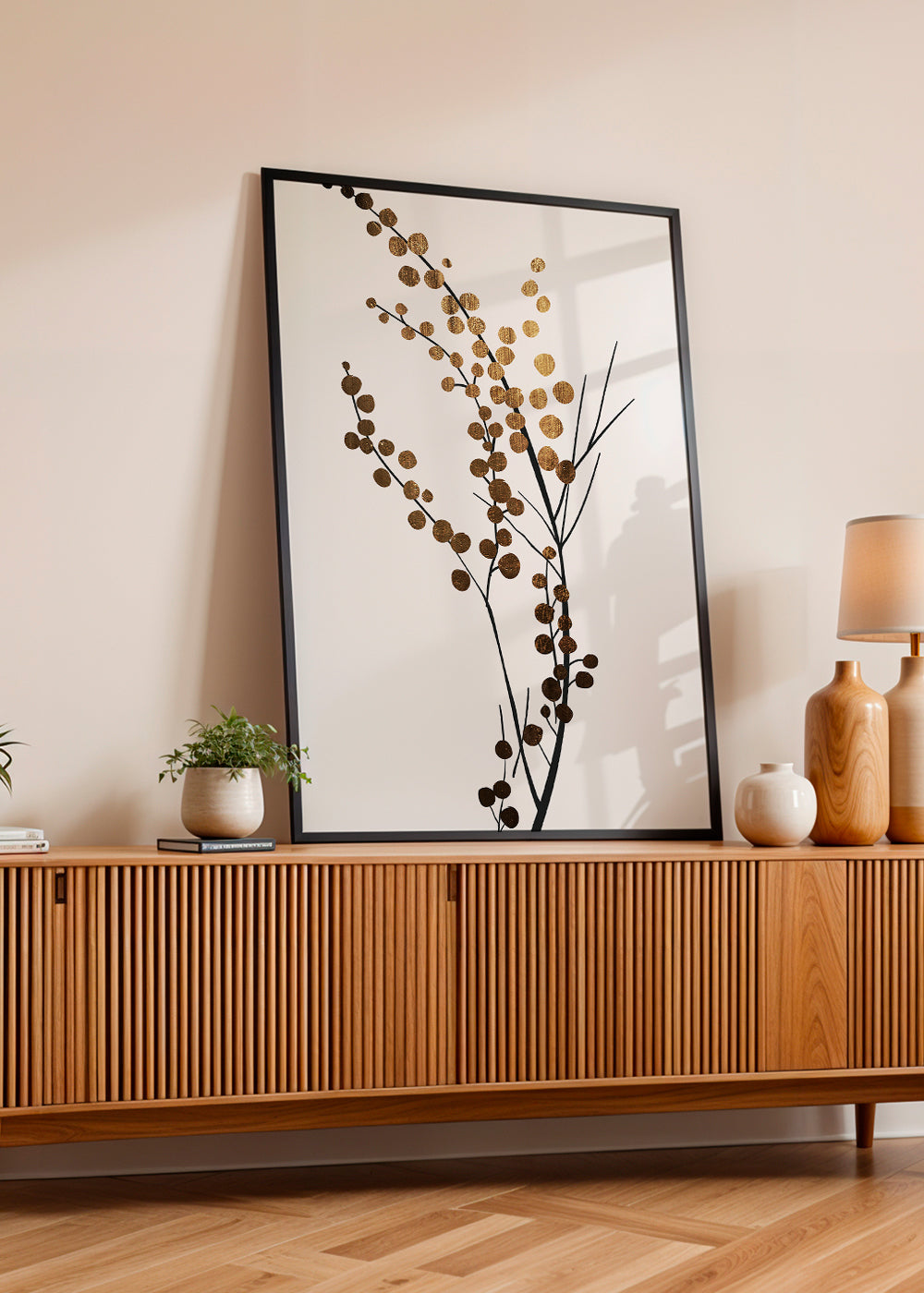 Botanisk poster med gyllene grenar