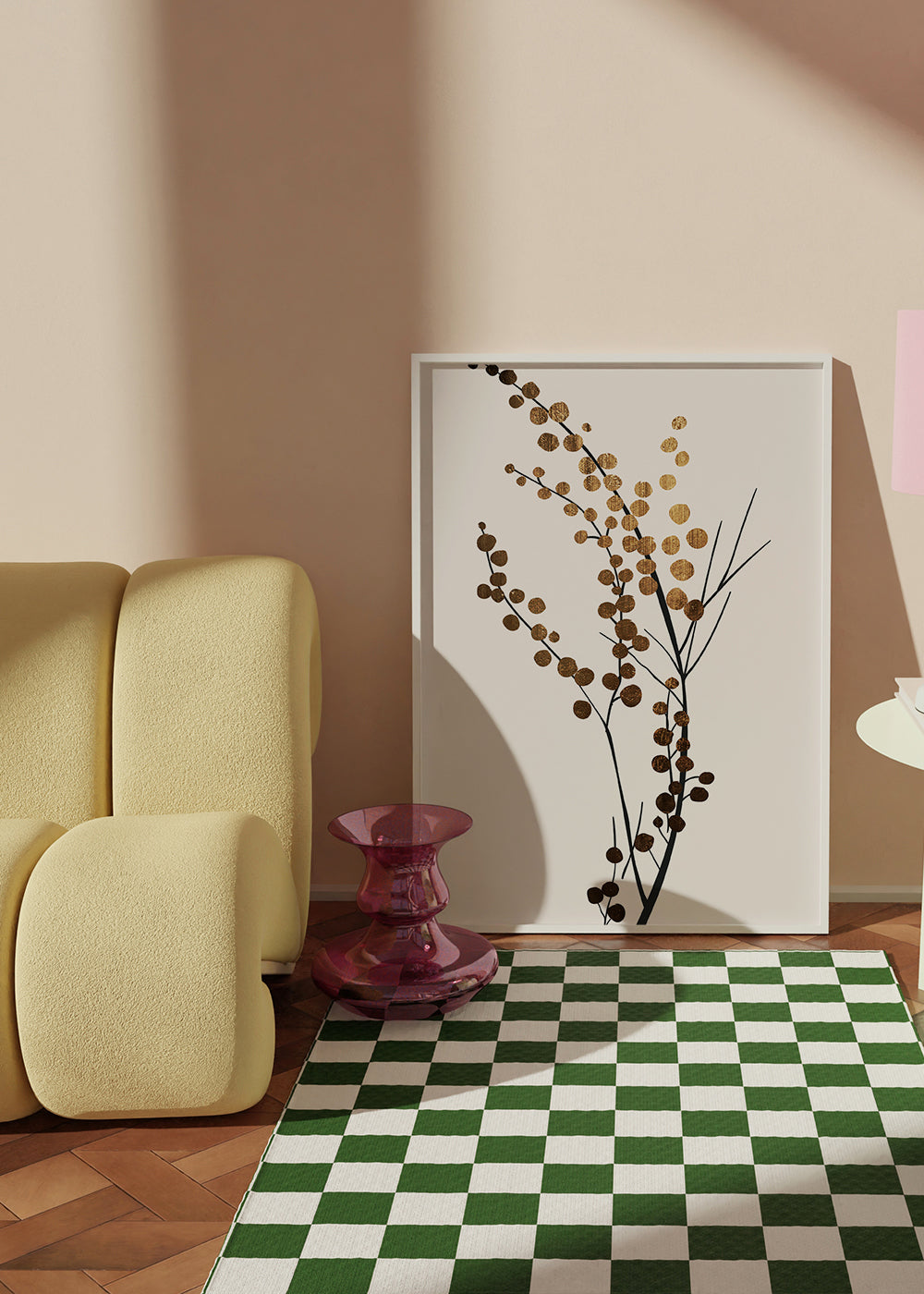 Botanisk poster med gyllene grenar