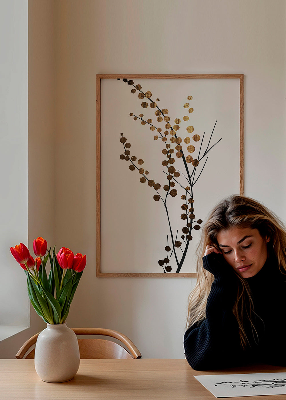Botanisk poster med gyllene grenar