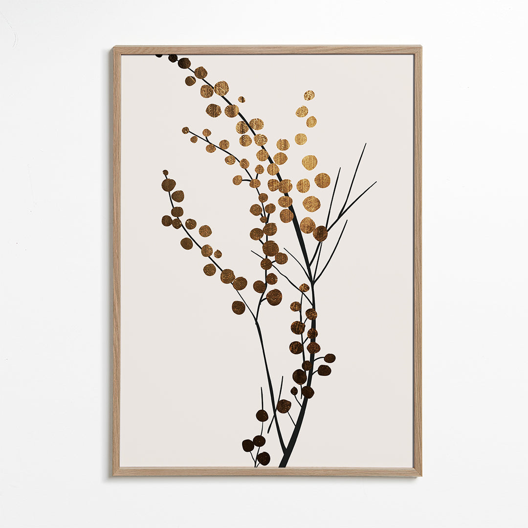 Botanisk poster med gyllene grenar