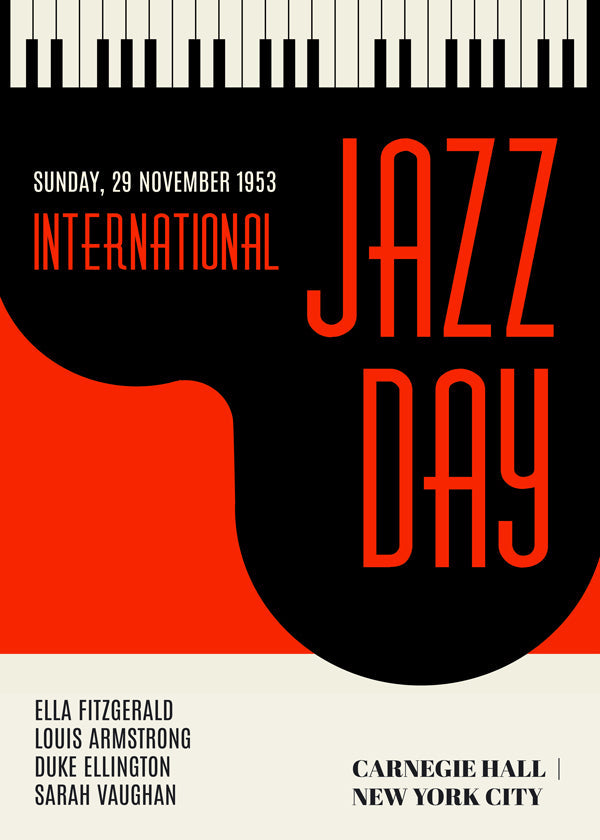 Vintage affisch Jazz Day typografisk