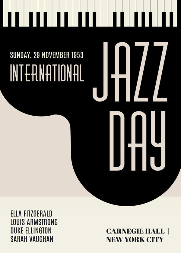 Vintage Jazz-affisch med pianotangenter