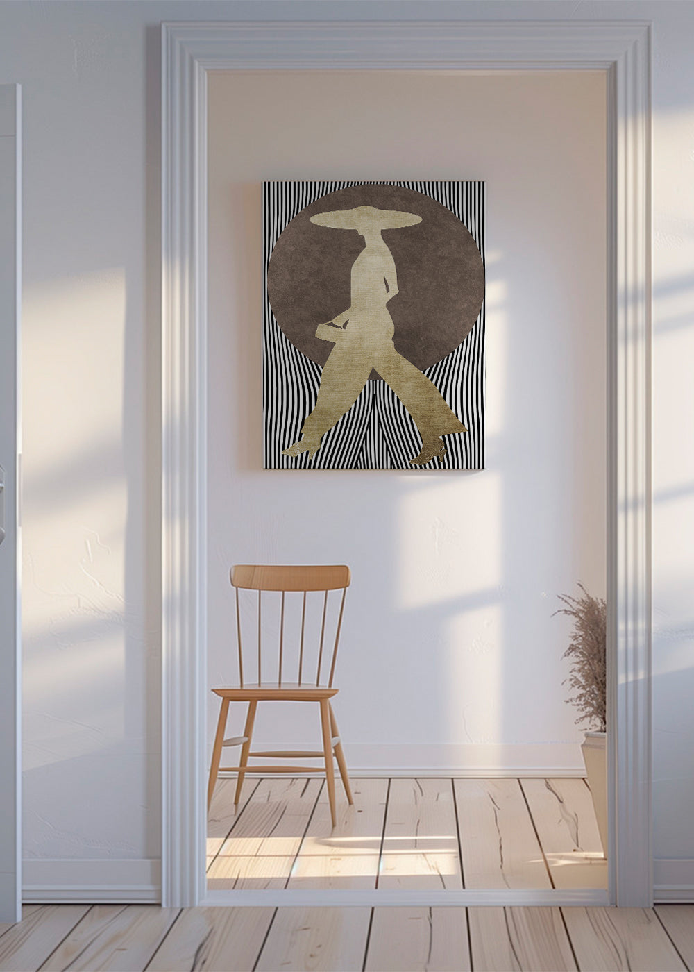 Modeillustration med gyllene silhuett och grafisk bakgrund