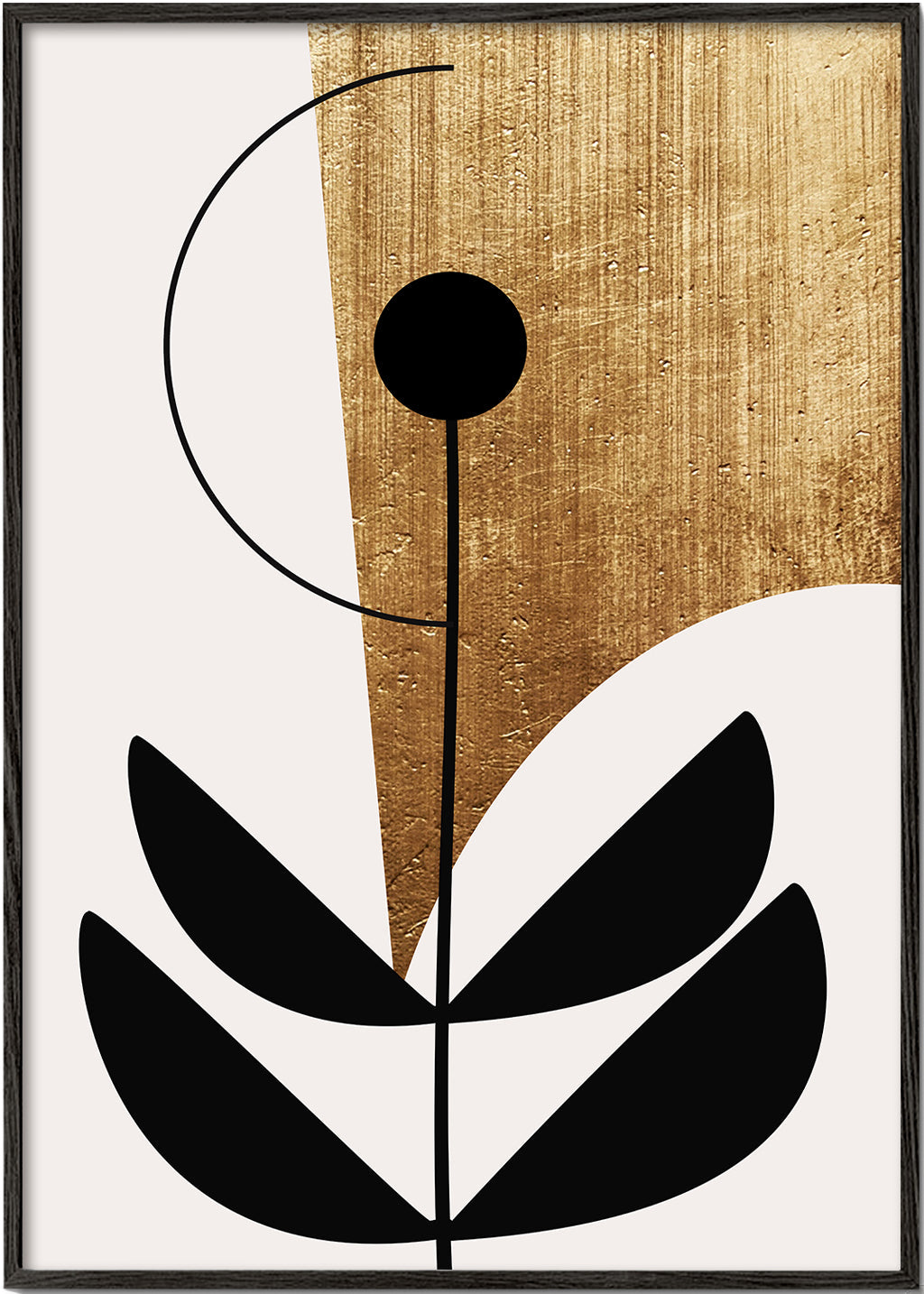 Botanisk affisch minimalistisk med guldstruktur