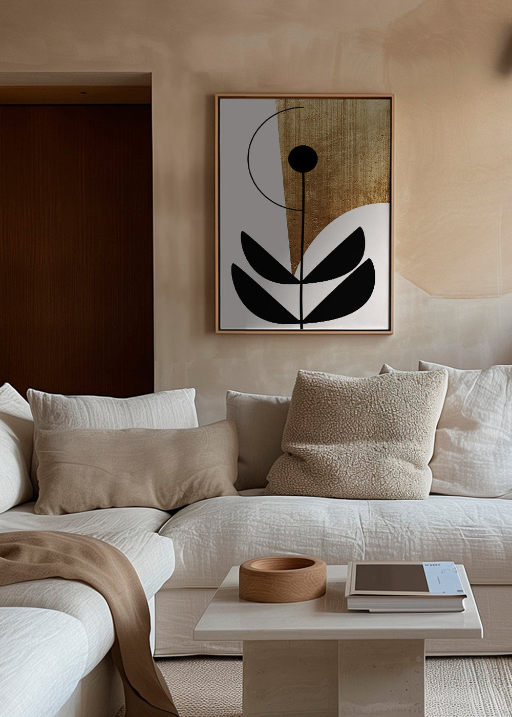 Botanisk affisch minimalistisk med guldstruktur