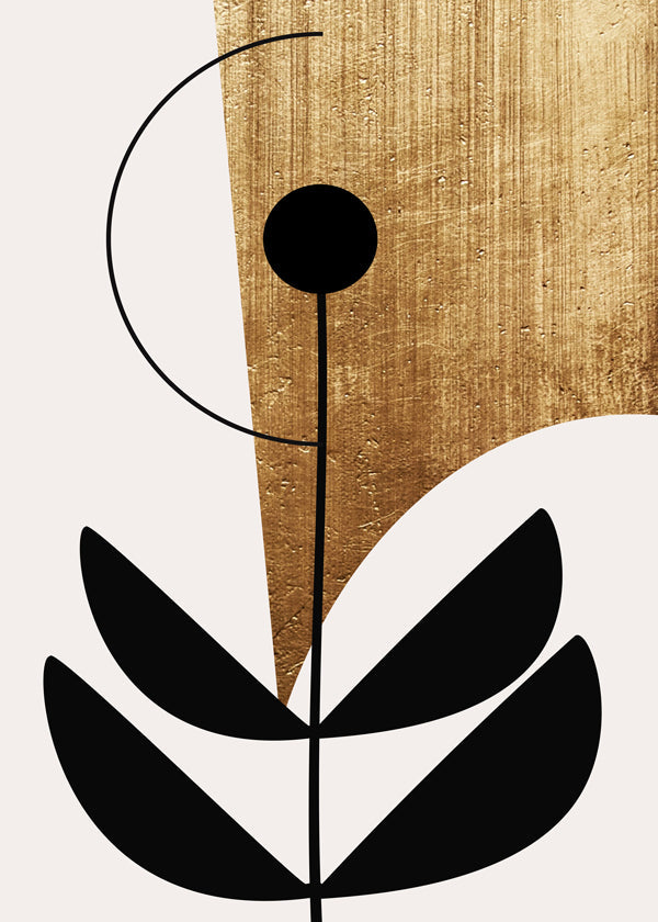 Botanisk affisch minimalistisk med guldstruktur