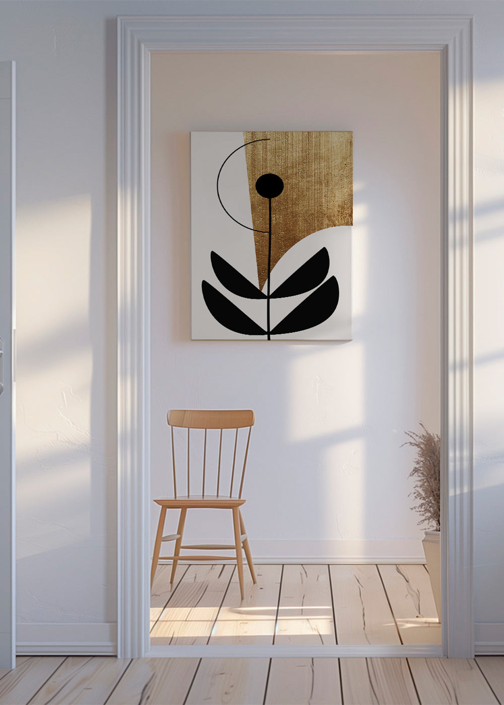 Botanisk affisch minimalistisk med guldstruktur