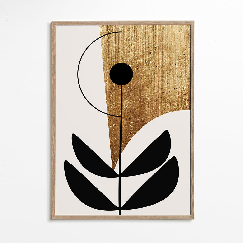 Botanisk affisch minimalistisk med guldstruktur