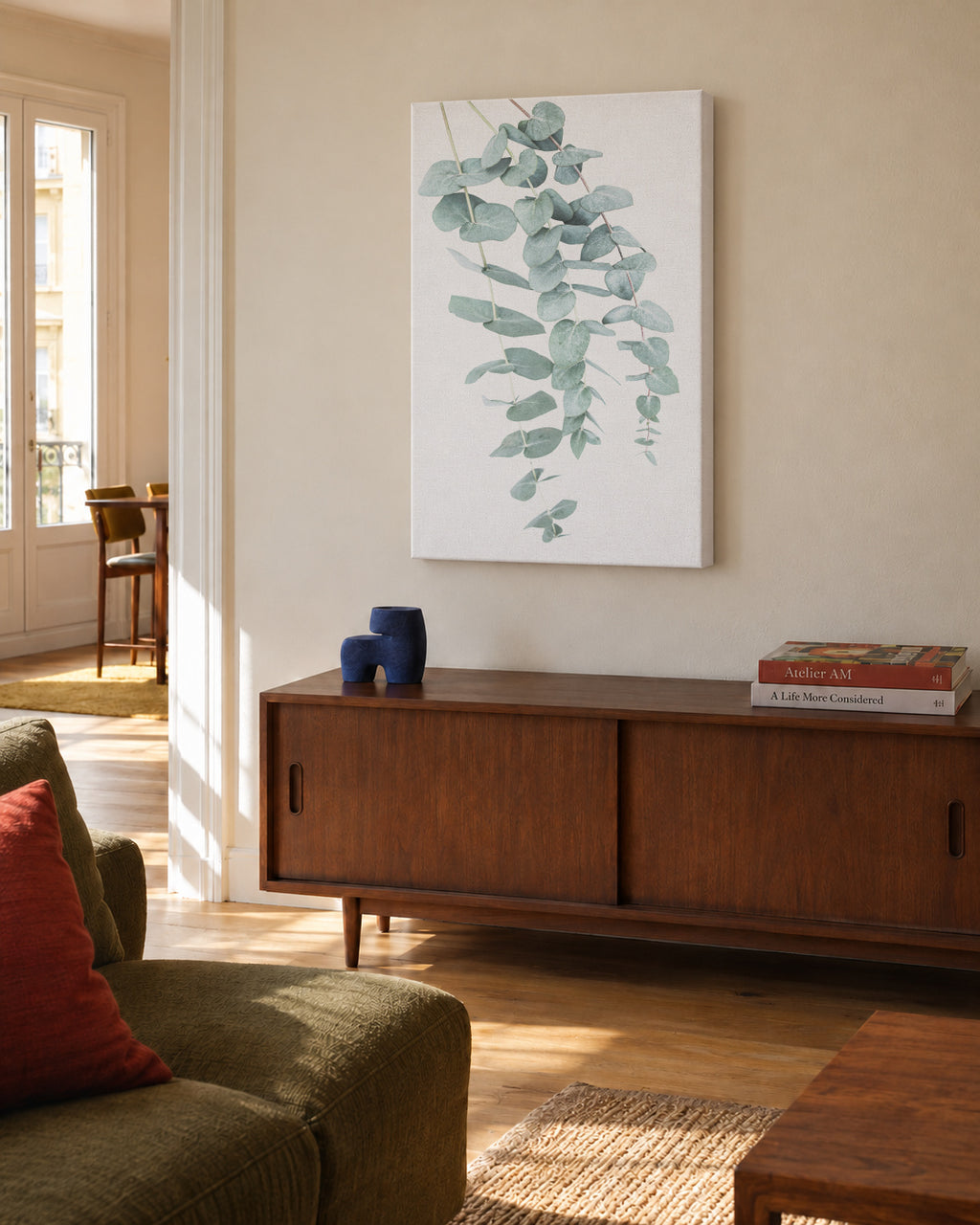 Eucalyptus I - Unframed canvas in an interior