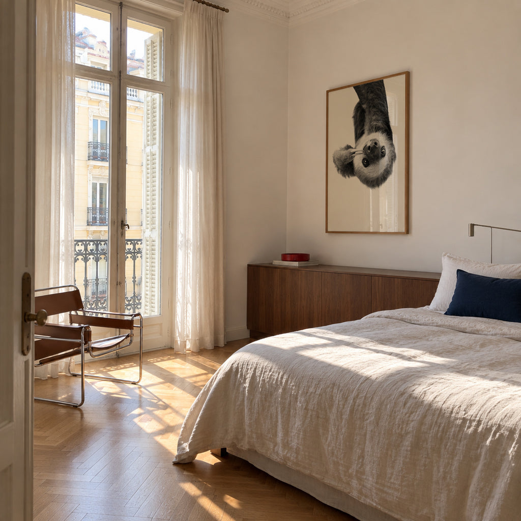 Sloth BW - Framed poster in an interior
