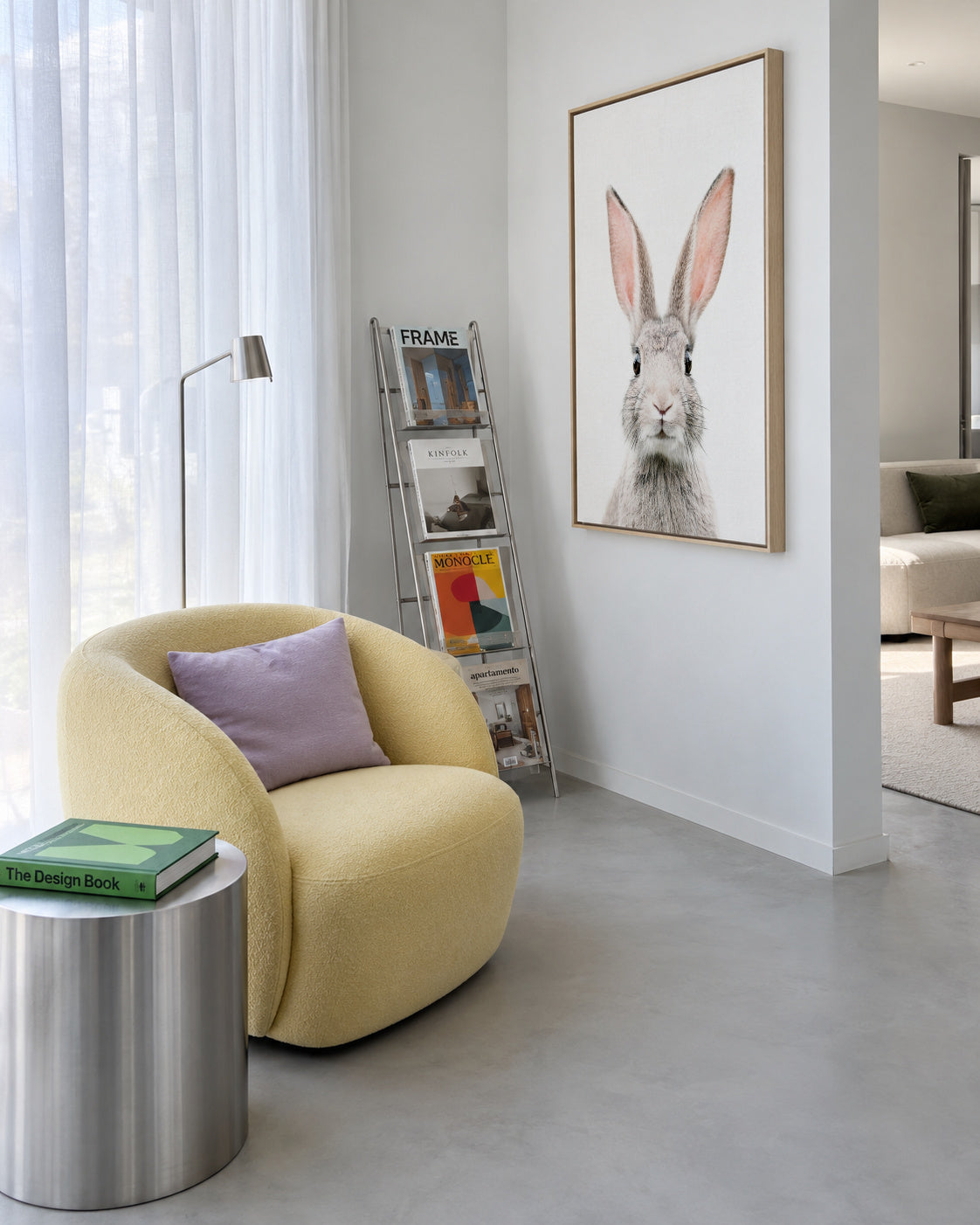Bunny face - Framed canvas in an interior