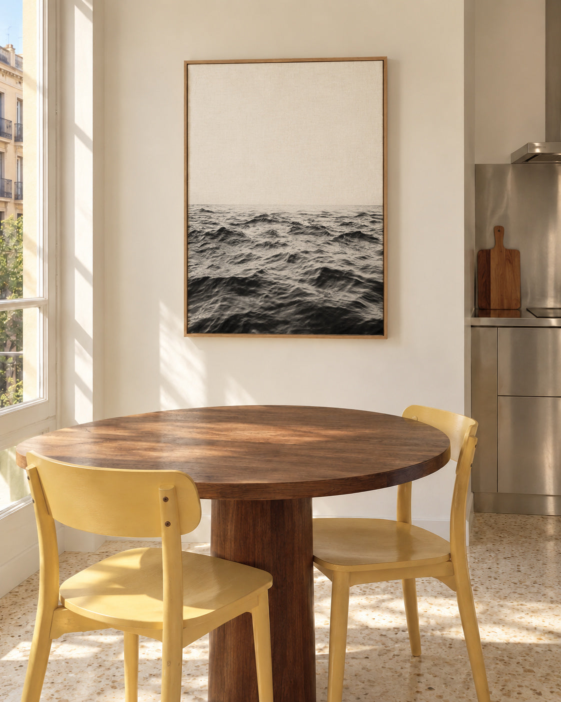 Sea BW - Framed canvas in an interior