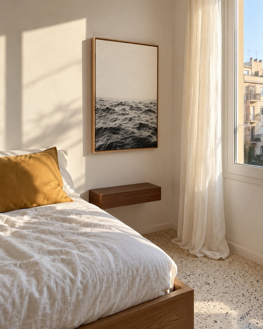 Sea BW - Framed canvas in an interior