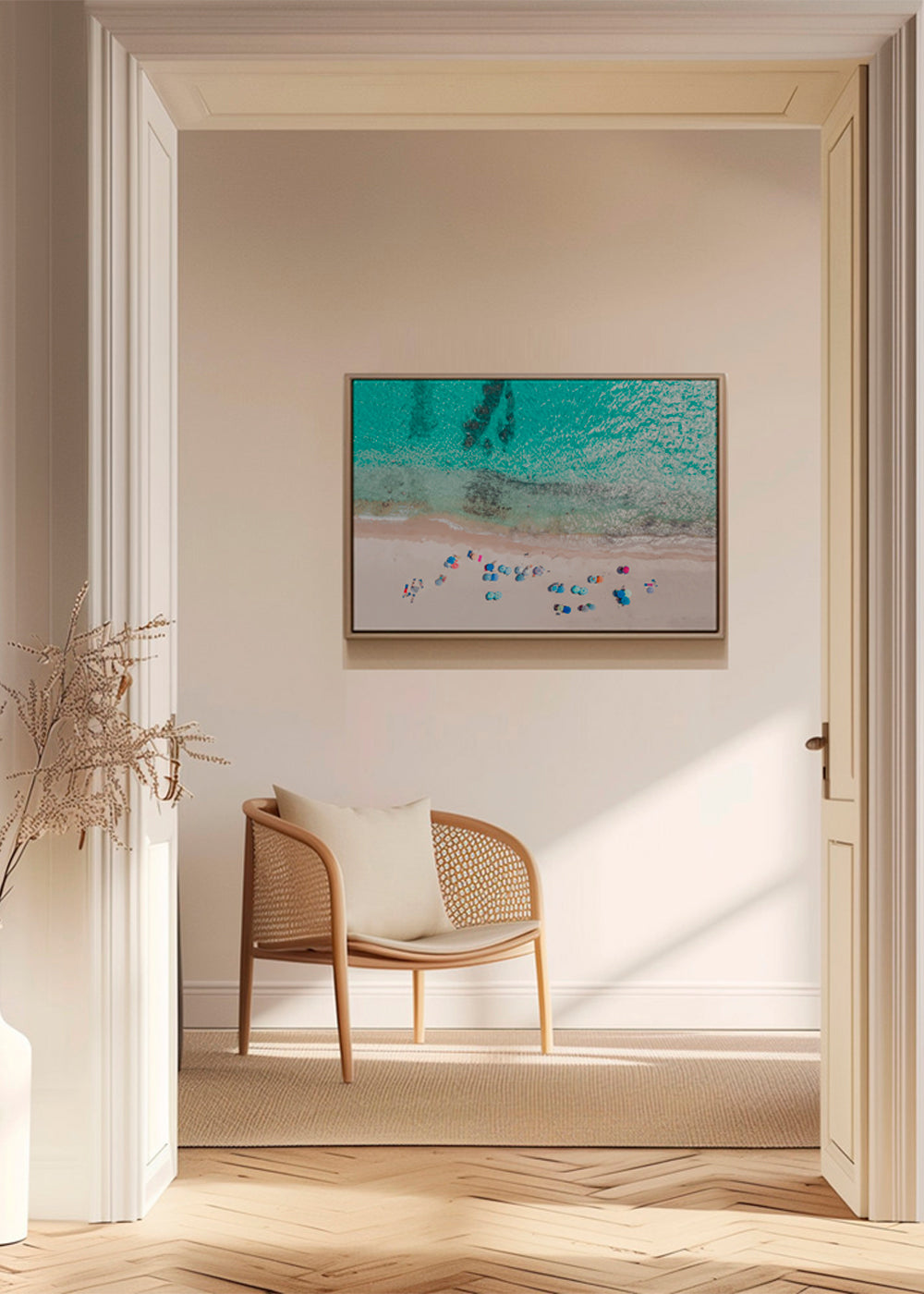 Landskapskonst: flygbild av strand