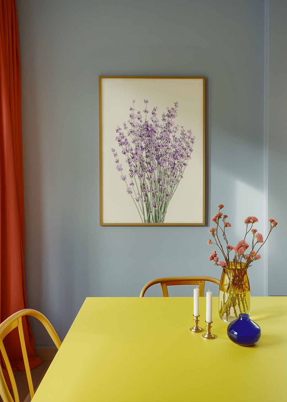 Botanisk print: lavendelbukett