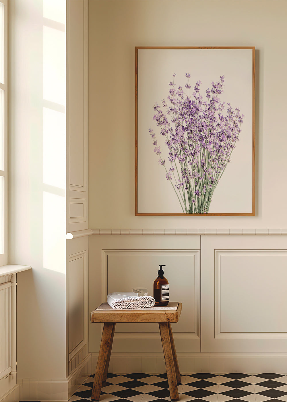 Botanisk print: lavendelbukett