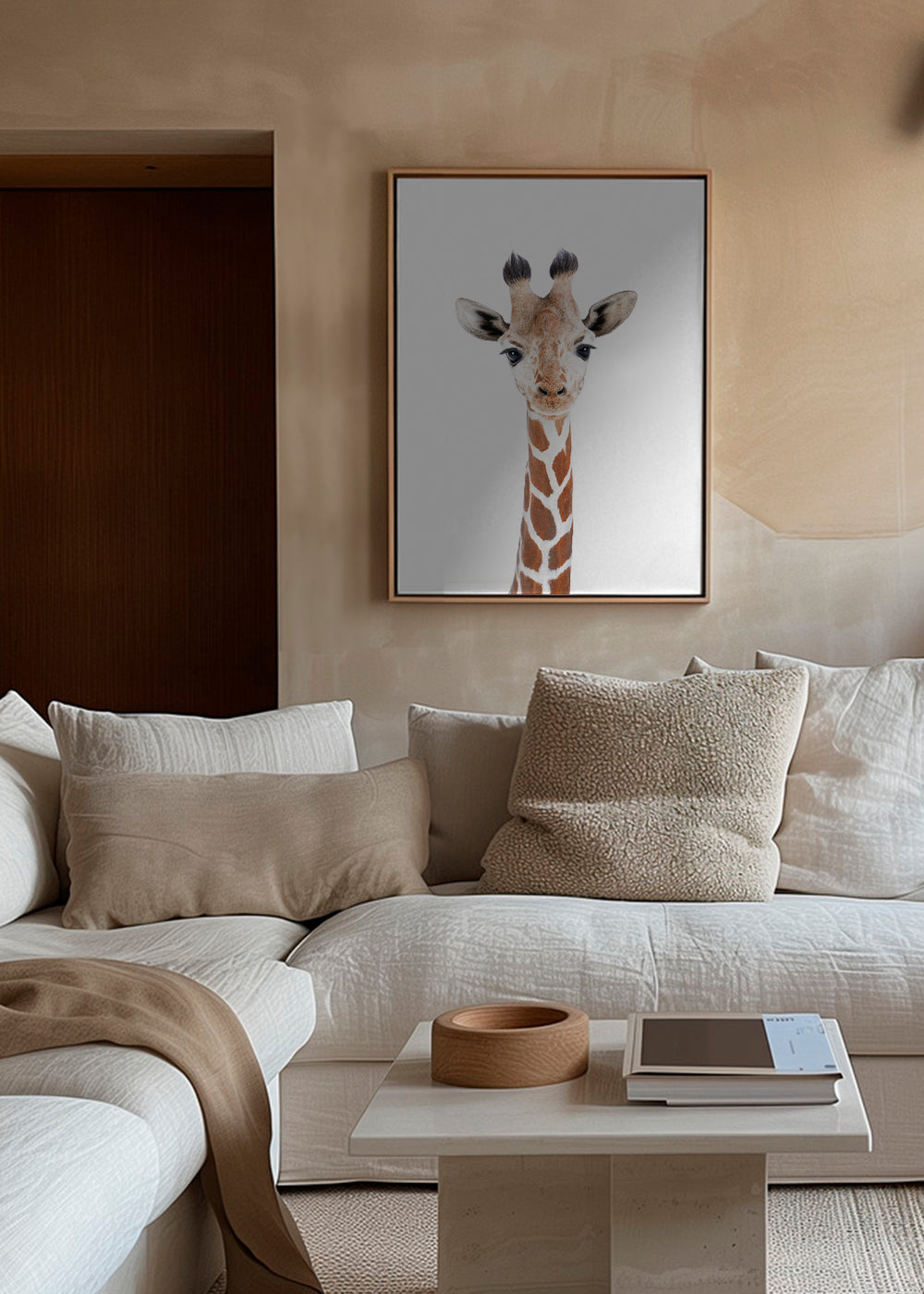 Poster giraff porträtt mot vit bakgrund