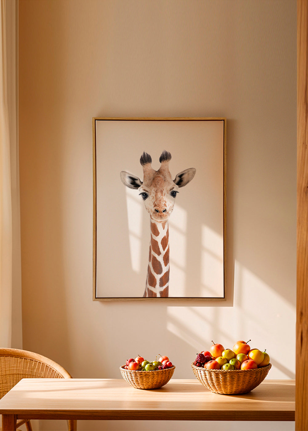 Poster giraff porträtt mot vit bakgrund