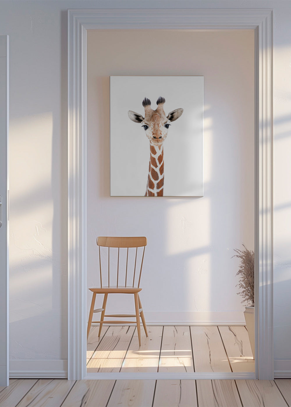 Poster giraff porträtt mot vit bakgrund