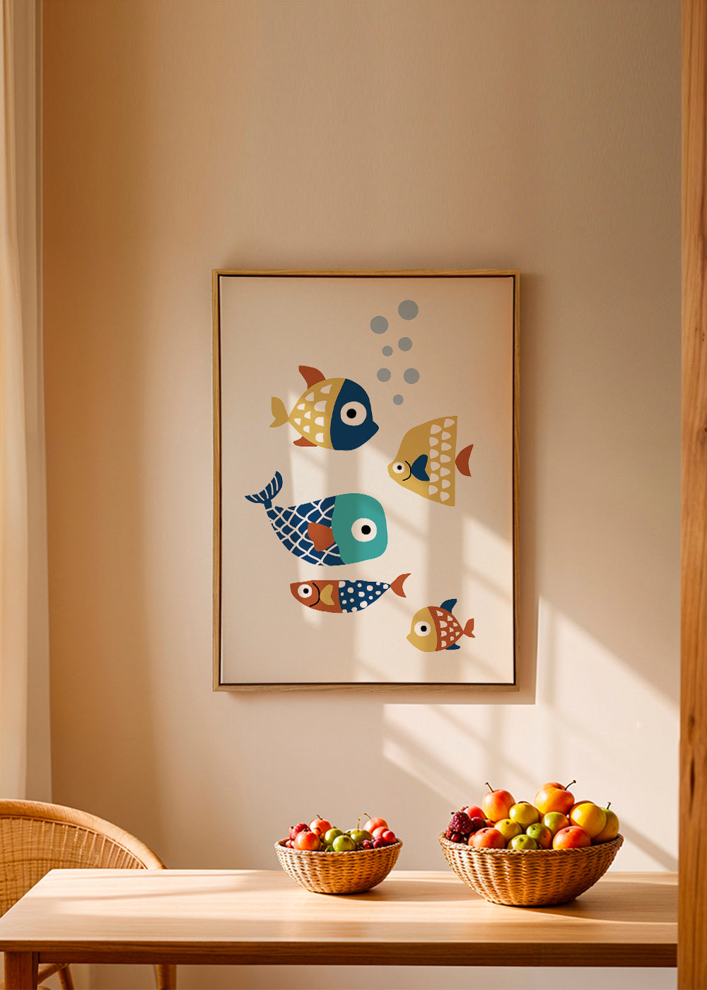 Barnposter med lekfulla fiskar