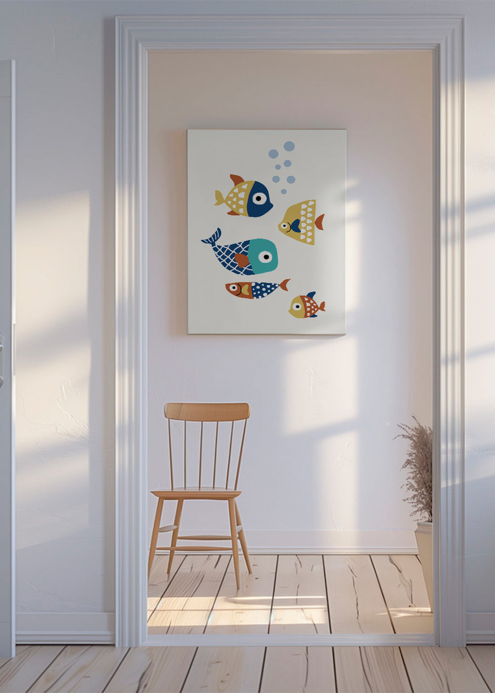Barnposter med lekfulla fiskar