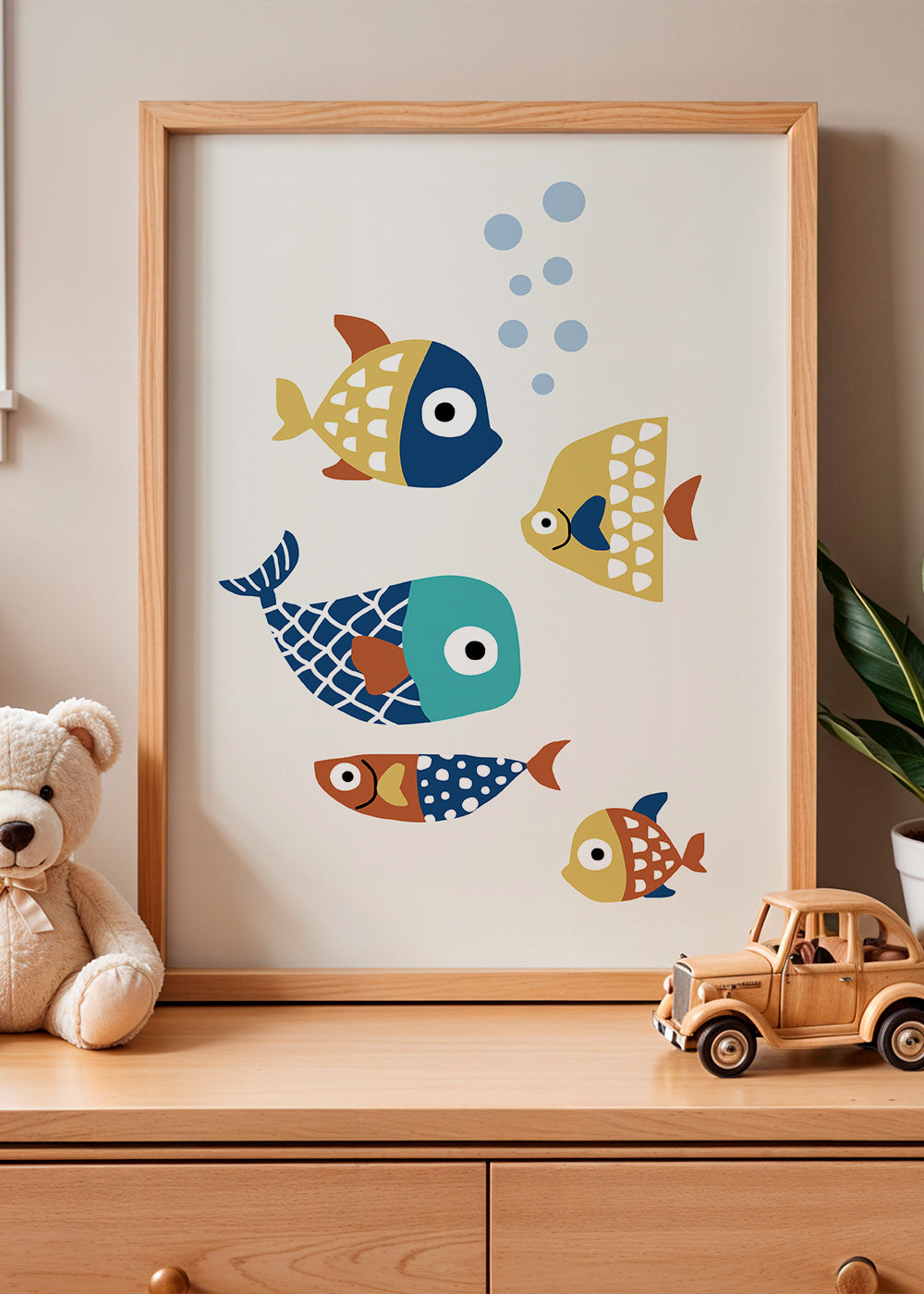 Barnposter med lekfulla fiskar