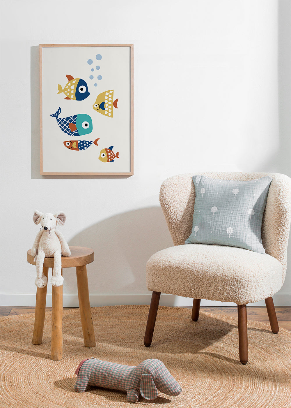 Barnposter med lekfulla fiskar