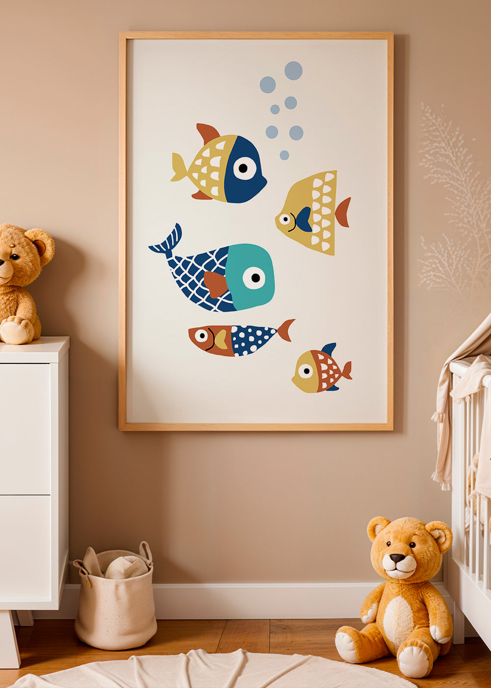 Barnposter med lekfulla fiskar