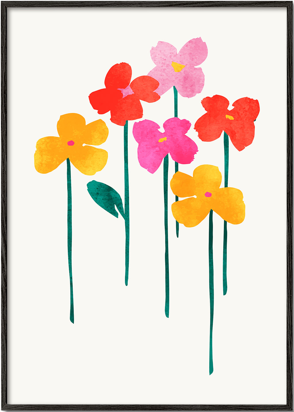 Botanisk poster lekfulla akvarellblommor