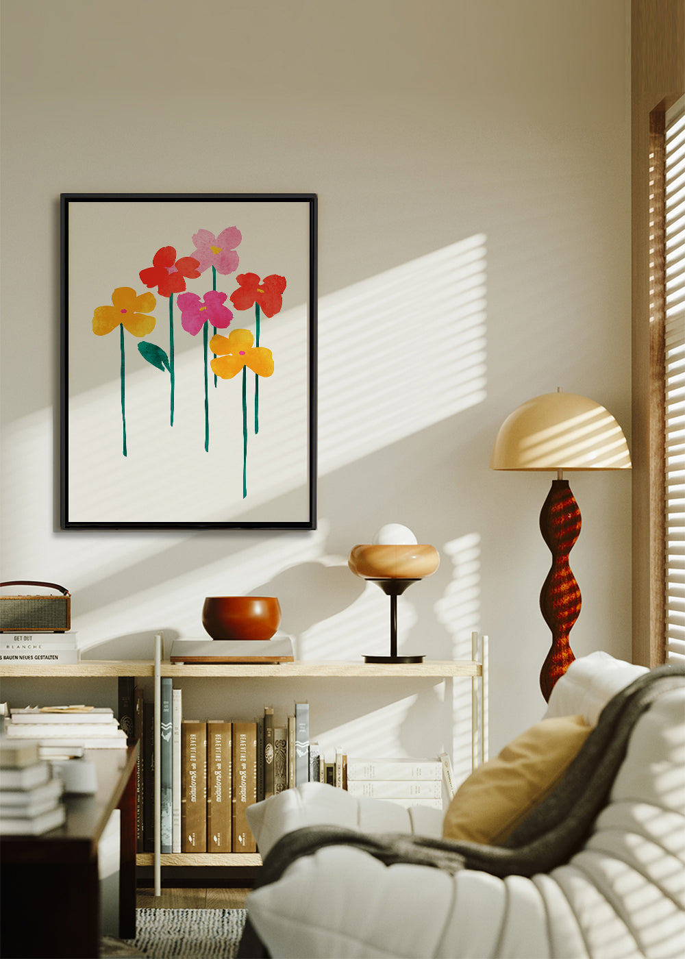 Botanisk poster lekfulla akvarellblommor