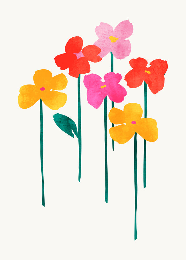 Botanisk poster lekfulla akvarellblommor