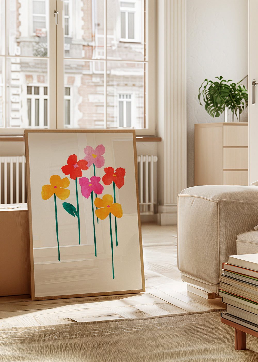 Botanisk poster lekfulla akvarellblommor