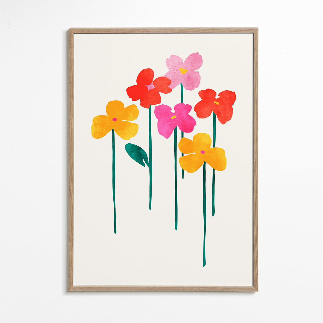 Botanisk poster lekfulla akvarellblommor