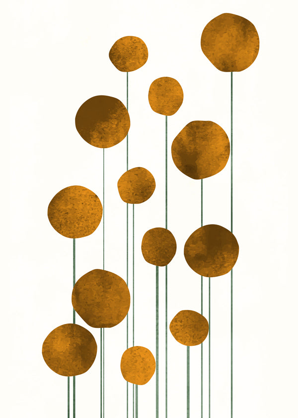 Botanisk poster guldcirklar och tunna stjälkar