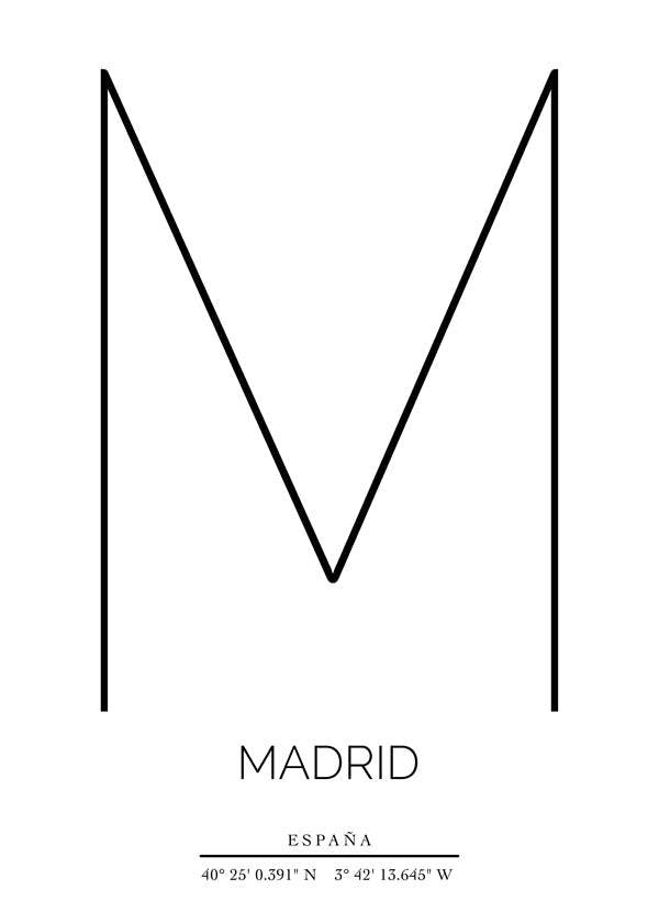 Stadsposter Madrid med minimalistiskt M