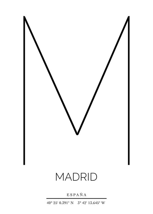 Stadsposter Madrid med minimalistiskt M