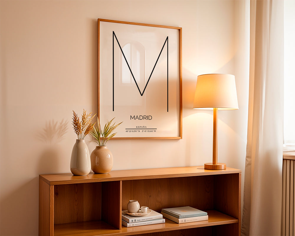Stadsposter Madrid med minimalistiskt M