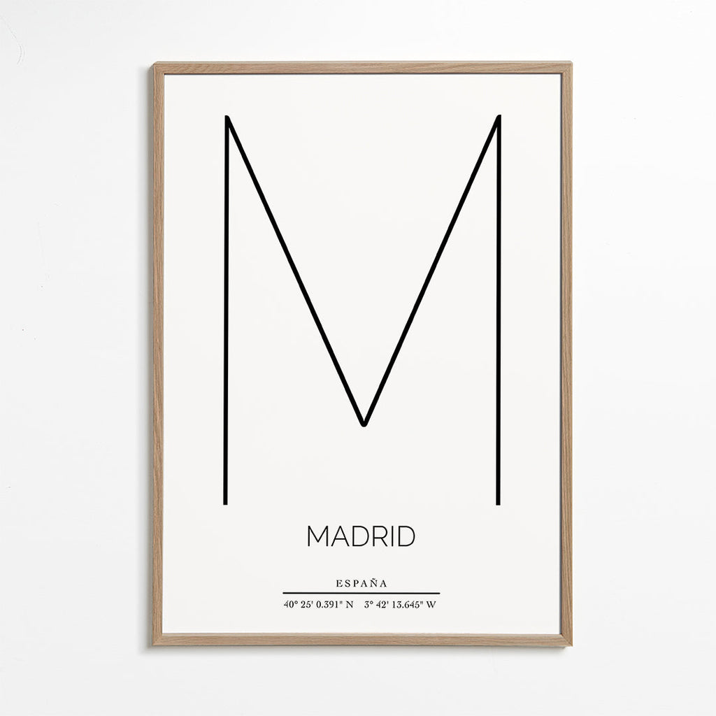 Stadsposter Madrid med minimalistiskt M
