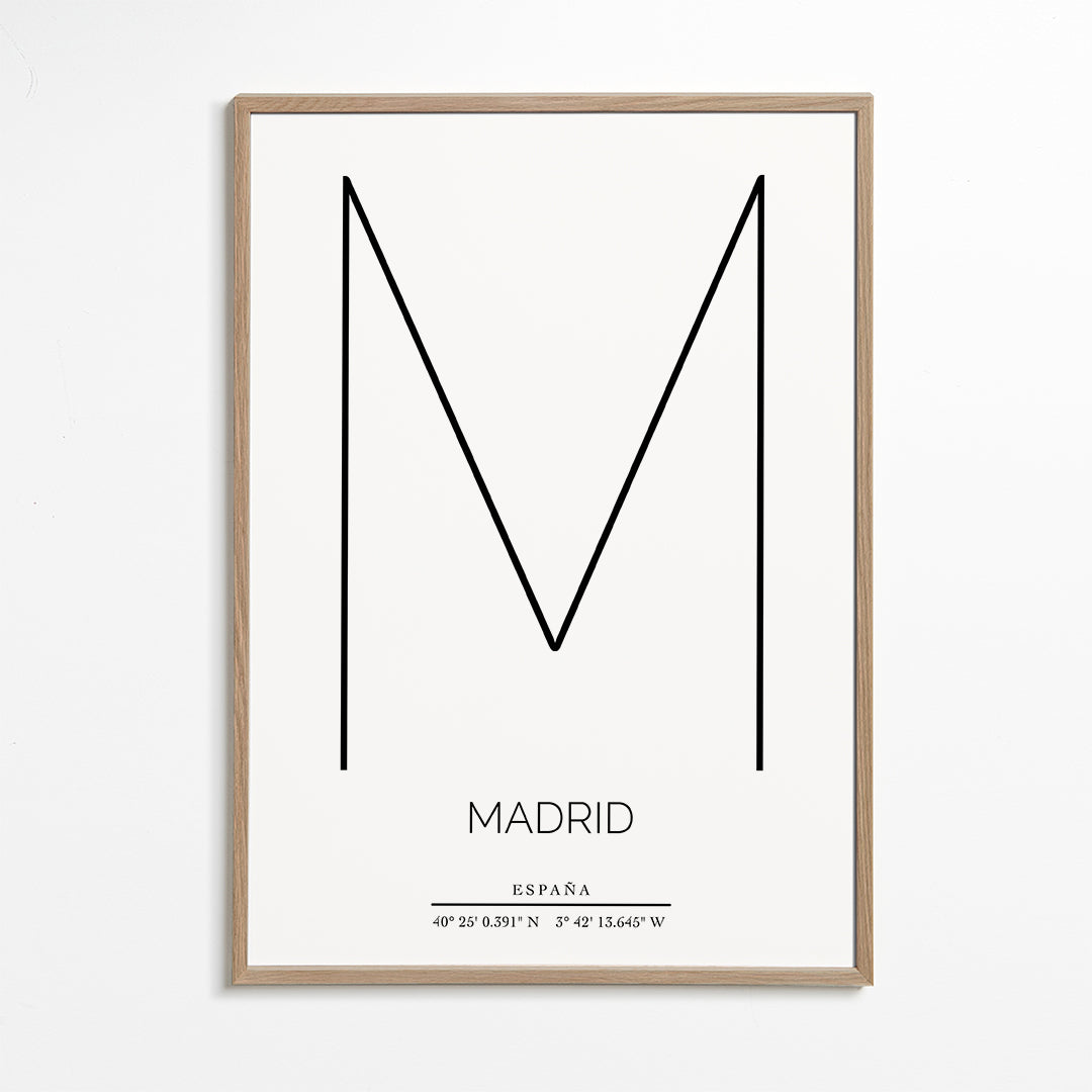 Stadsposter Madrid med minimalistiskt M