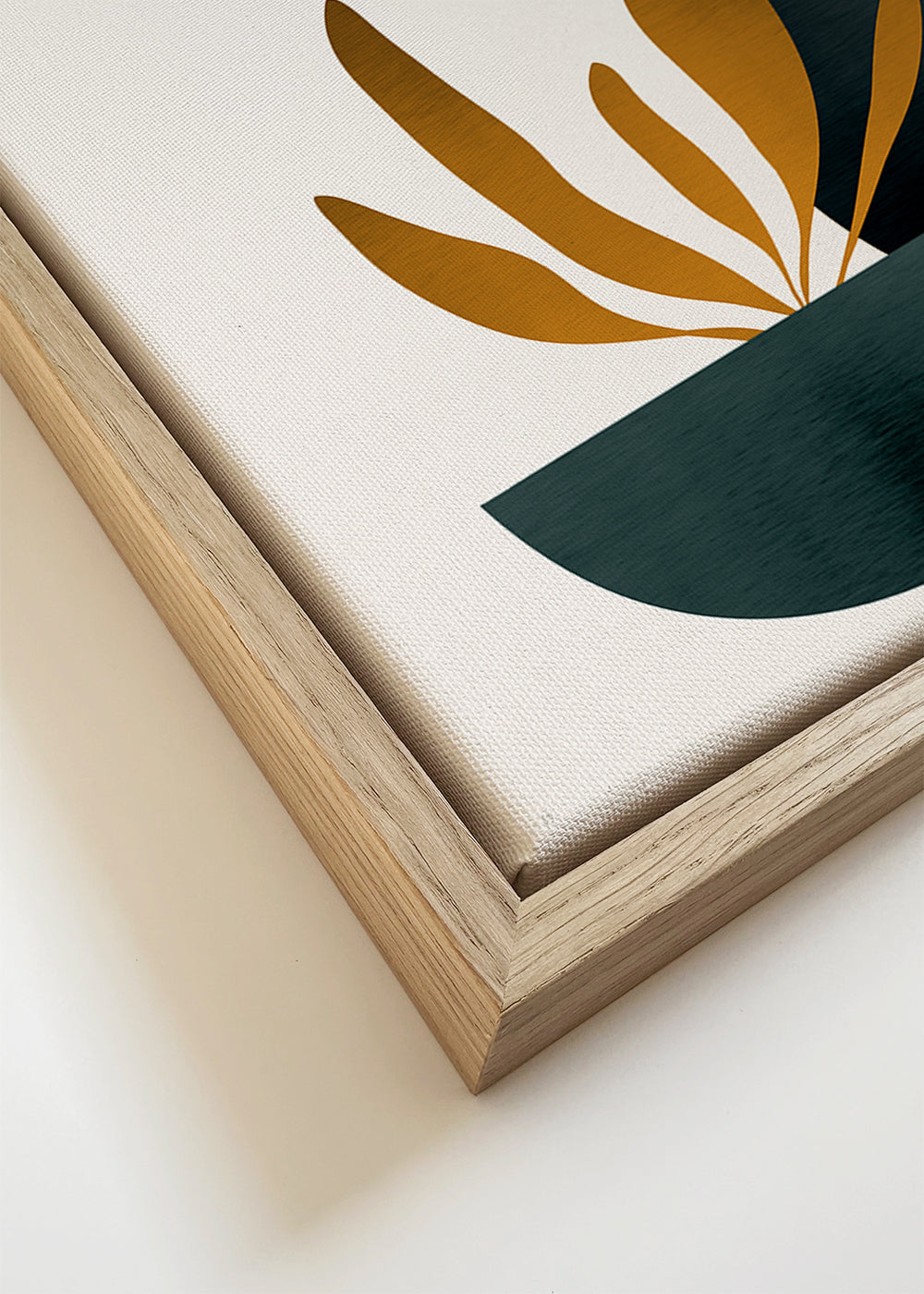 Botanisk poster med senapsfärgade blad och vas