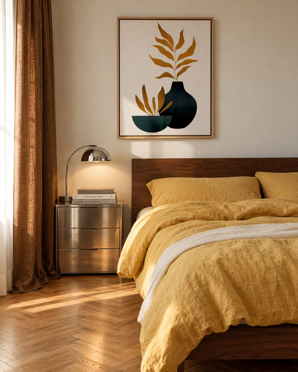 Autumn Flowers _ X - Framed canvas in an interior