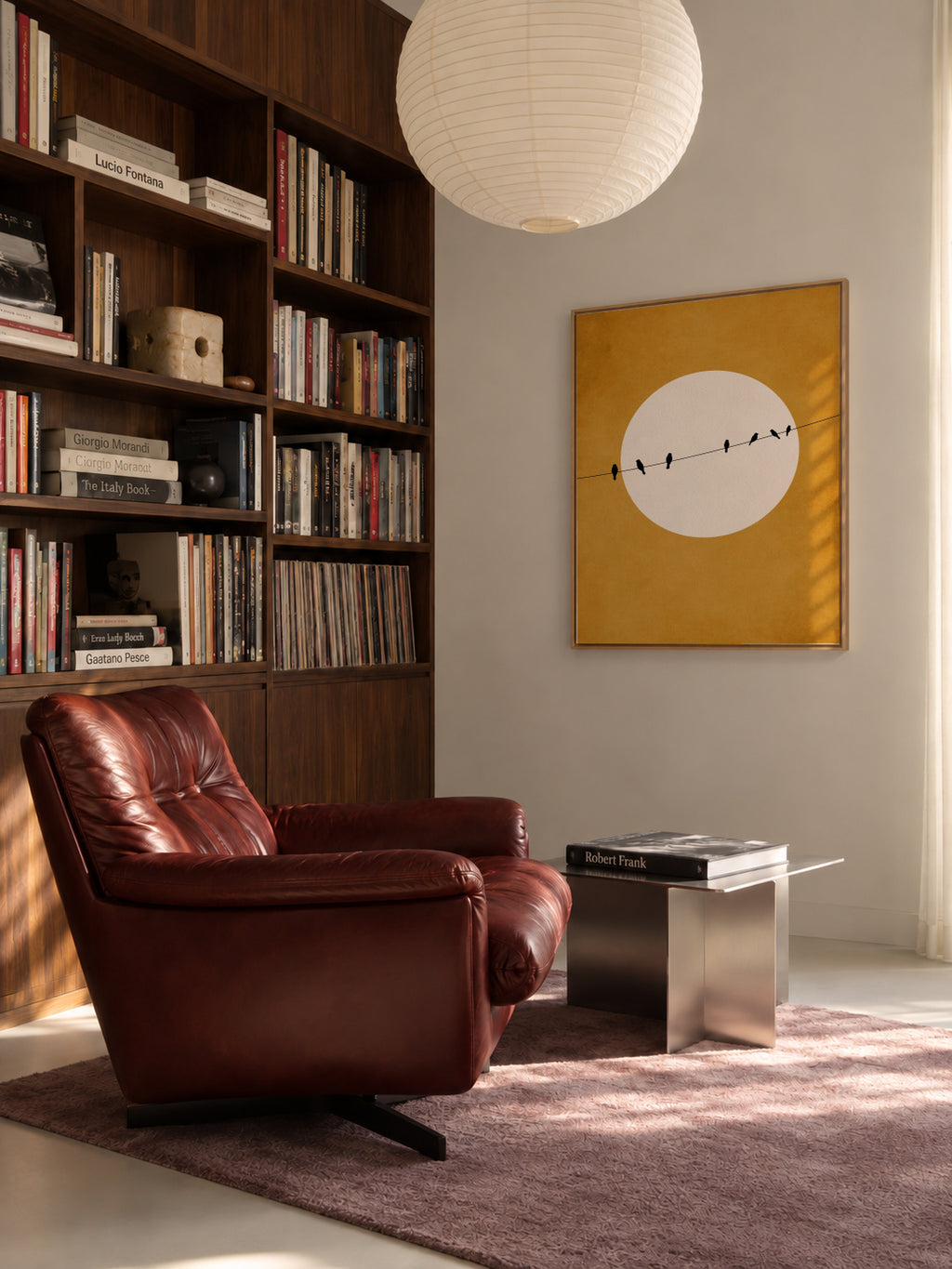 Chirping And Chilling (At Night) - Framed canvas in an interior