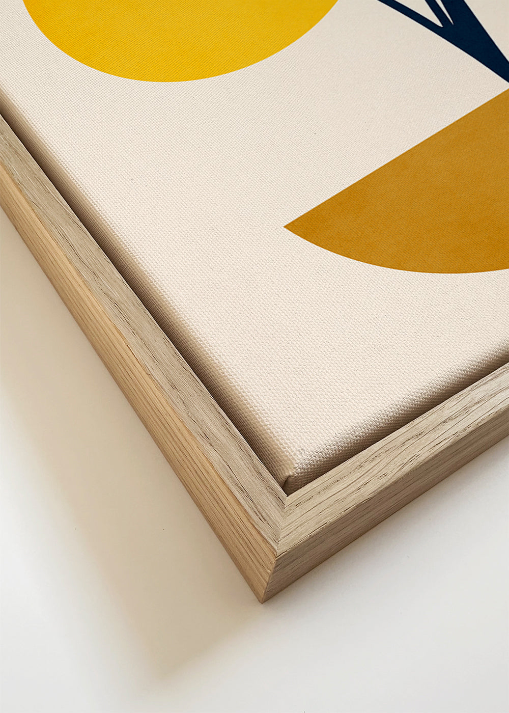Botanisk poster med blå blad och solcirklar