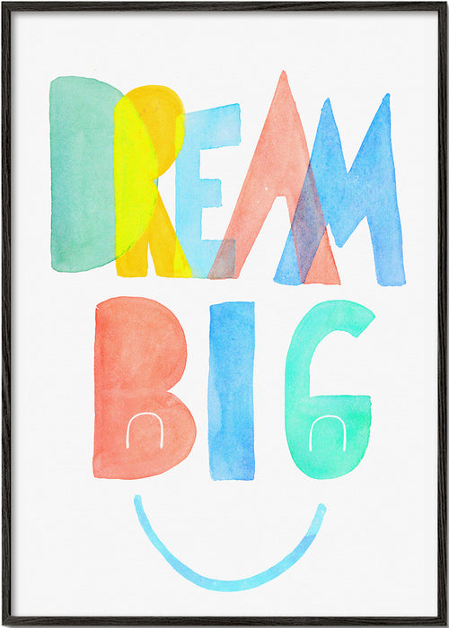 Typografisk akvarell 'Dream Big' illustration