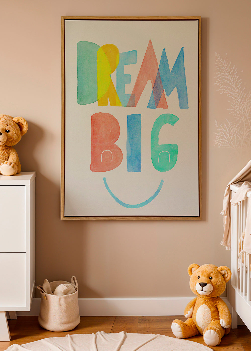 Typografisk akvarell 'Dream Big' illustration