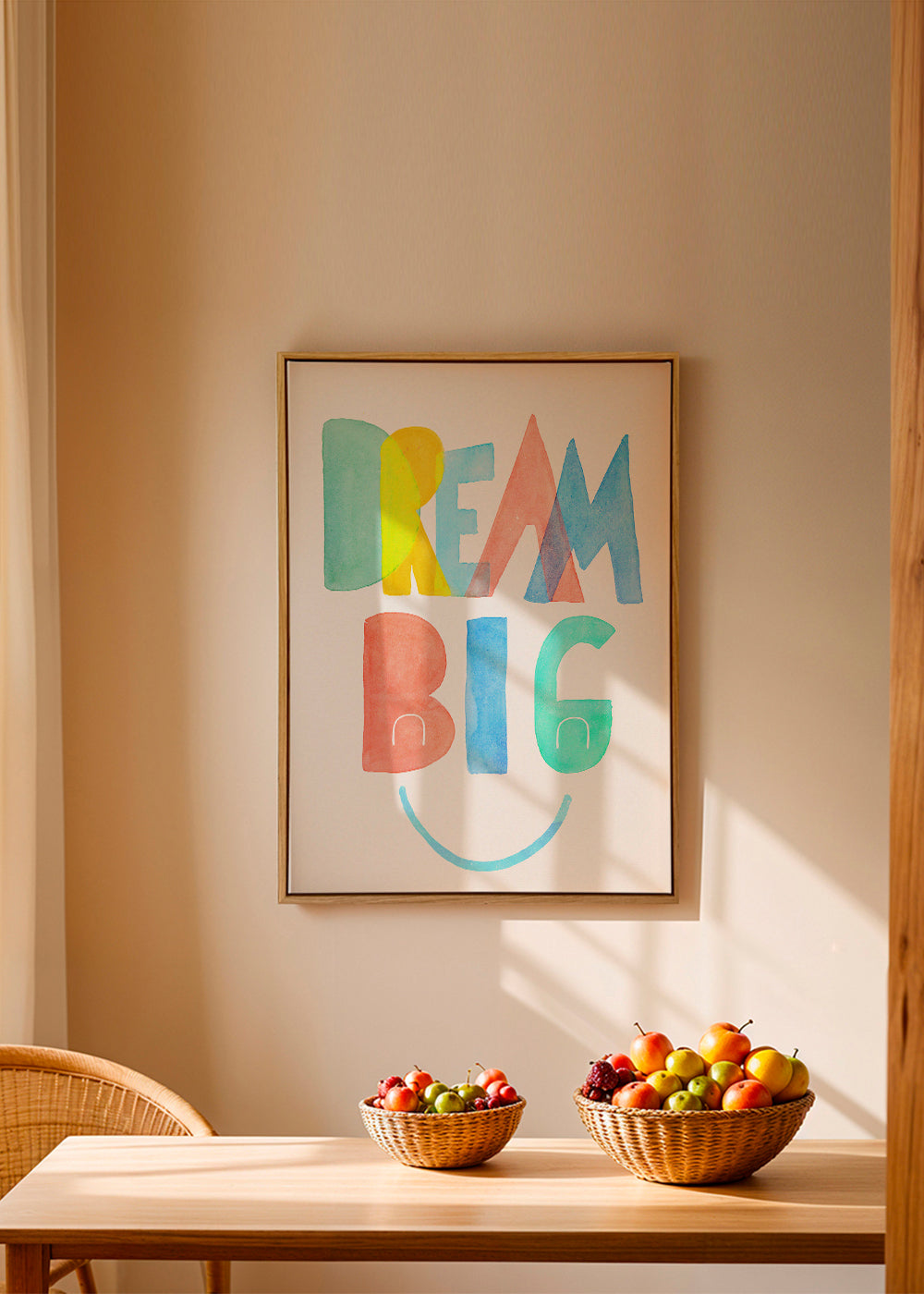 Typografisk akvarell 'Dream Big' illustration