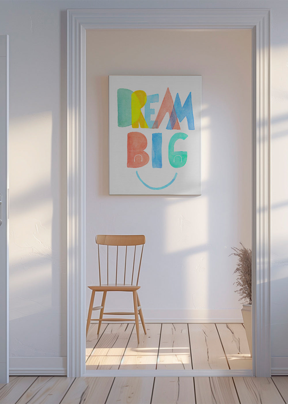 Typografisk akvarell 'Dream Big' illustration