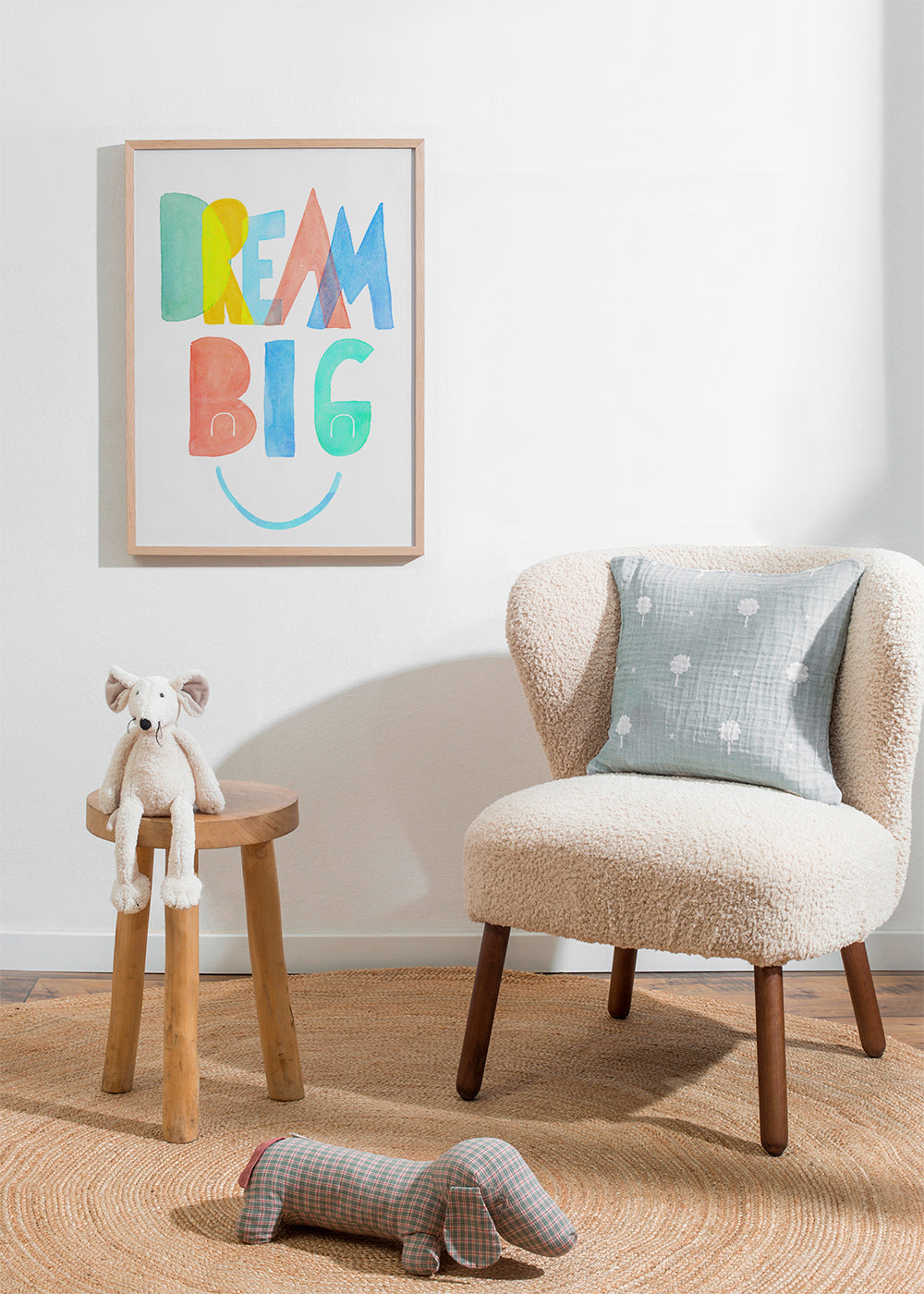 Typografisk akvarell 'Dream Big' illustration