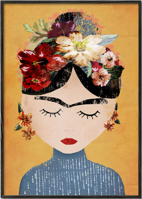 Illustration Frida med blomsterkrona